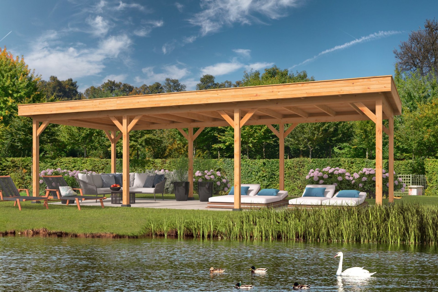 Lariks/Douglas Overkapping Oslo XL type 5 990x430 cm afbeelding