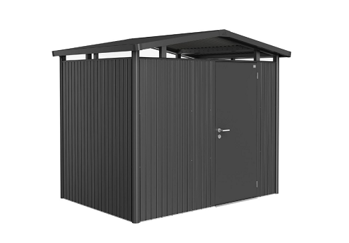 Biohort Metalen tuinhuis Panorama Gr. P5 met standaard deur 257x318 cm donkergrijs metallic afbeelding