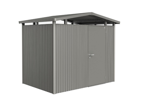 Biohort Metalen tuinhuis Panorama Gr. P2 met standaard deur 273x198 cm kwartsgrijs metallic afbeelding
