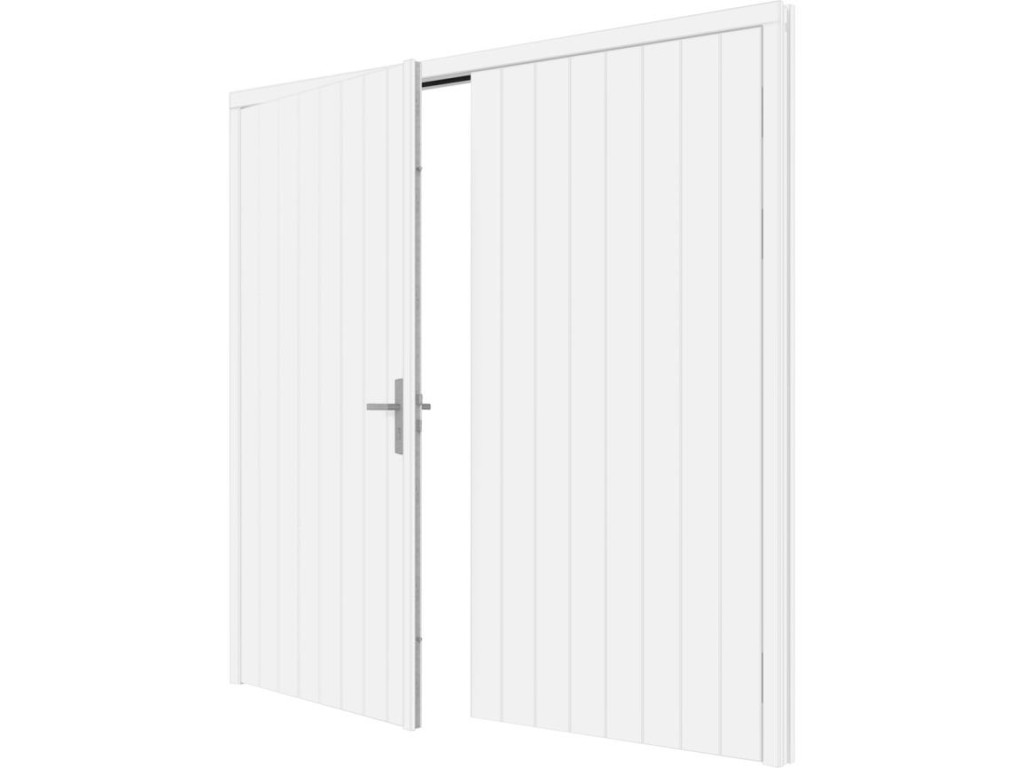 Plaatdeur dubbel XL - 2 deuren - 120x211,5 cm + kozijn 254x219 cm - wit (incl. hang en sluitwerk) afbeelding