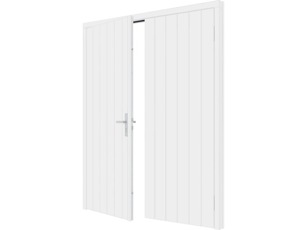 Plaatdeur dubbel 2 deuren - 93x211,5 cm + kozijn 200x218,9 cm - wit (incl. hang en sluitwerk) afbeelding