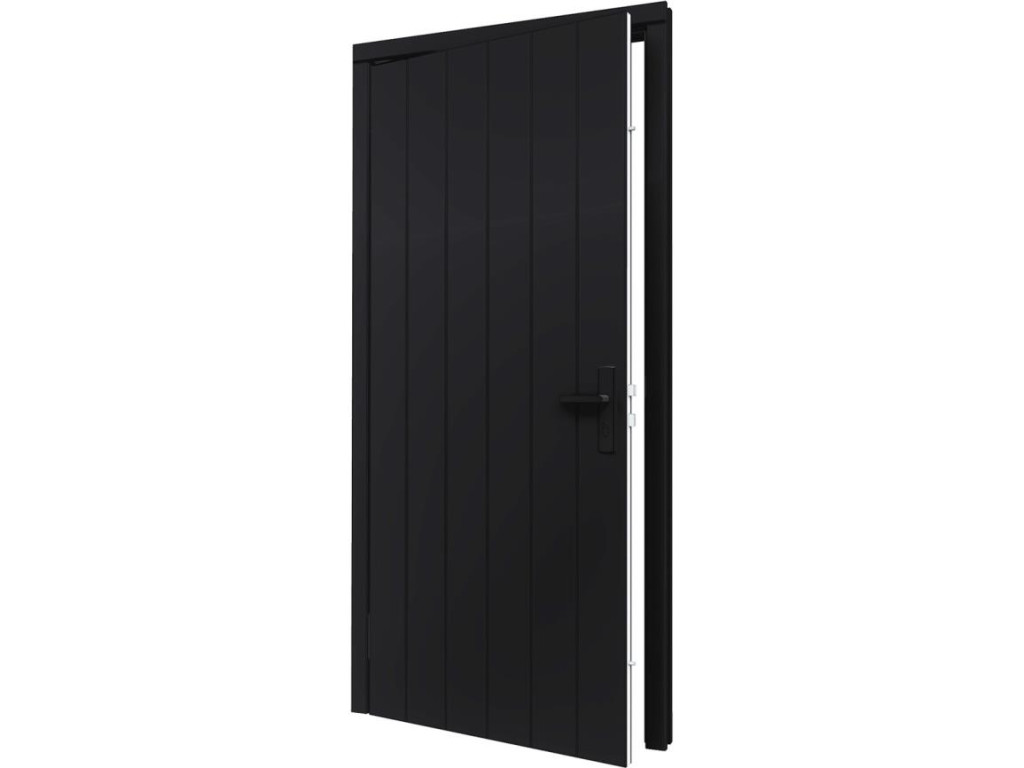 Plaatdeur enkel linksdraaiend - 93x211,5 cm + kozijn 106,4x218,9 cm - zwart (incl. hang en sluitwerk) afbeelding