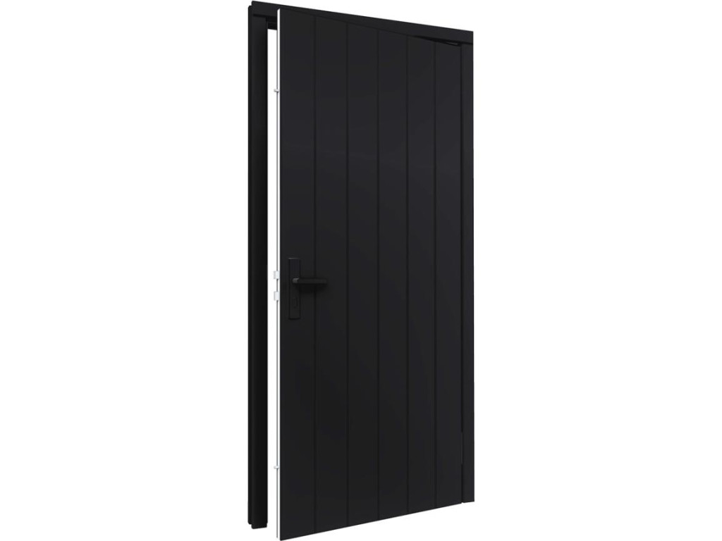 Plaatdeur enkel rechtsdraaiend - 93x211,5 cm + kozijn 106,4x218,9 cm - zwart (incl. hang en sluitwerk) afbeelding