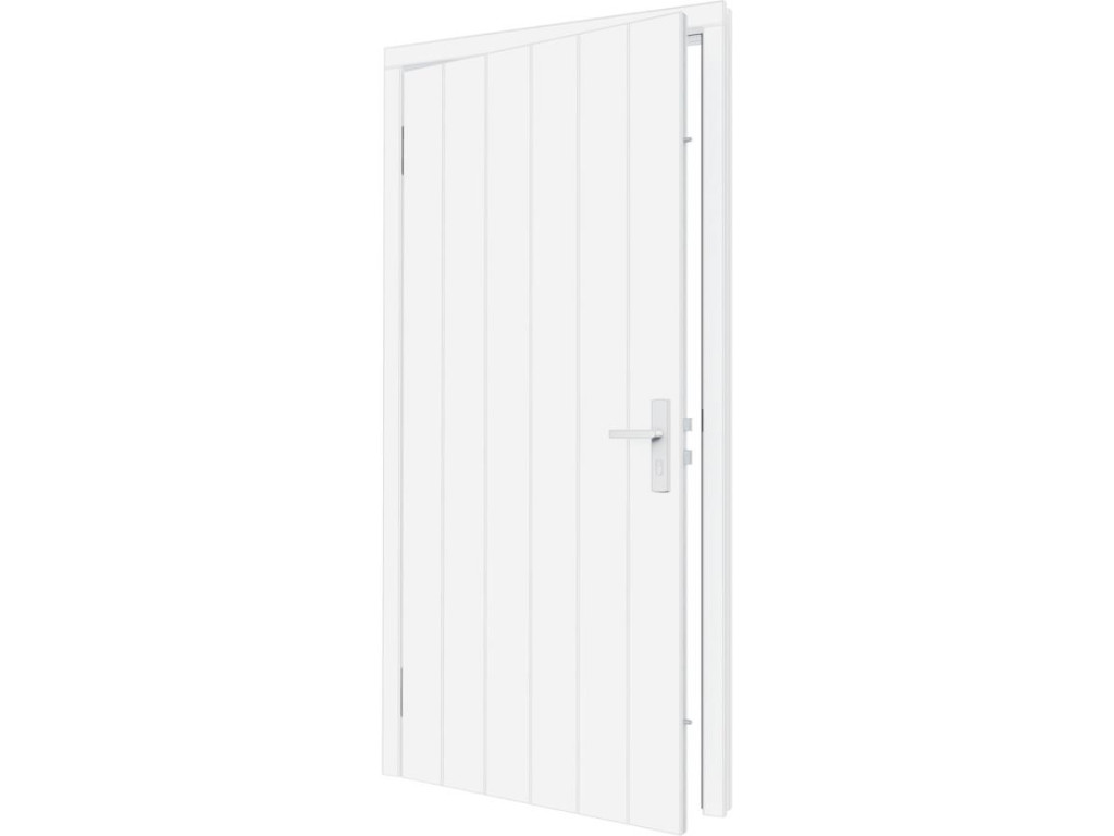 Plaatdeur enkel linksdraaiend - 93x211,5 cm + kozijn 106,4x218,9 cm - wit (incl. hang en sluitwerk) afbeelding