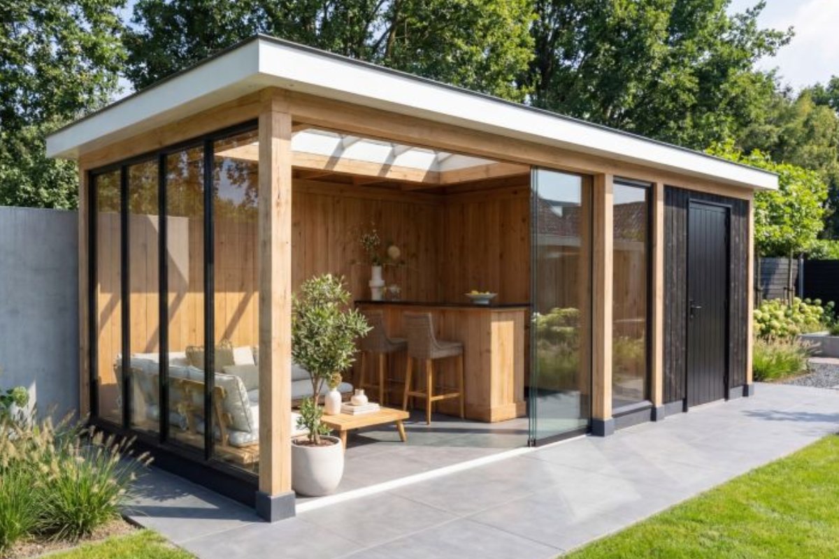 Trendhout Buitenverblijf Ravenna Modern 345x345 cm eiken