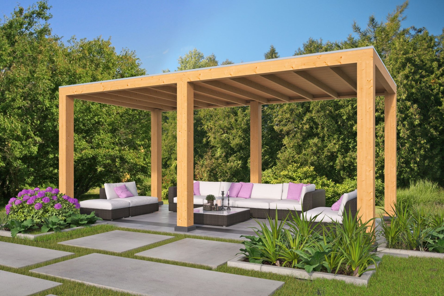 Red Class Wood overkapping Renesse 600x313cm basis incl. Schroefpakket - Bouwpakket- Plat dak- - Tuindeco