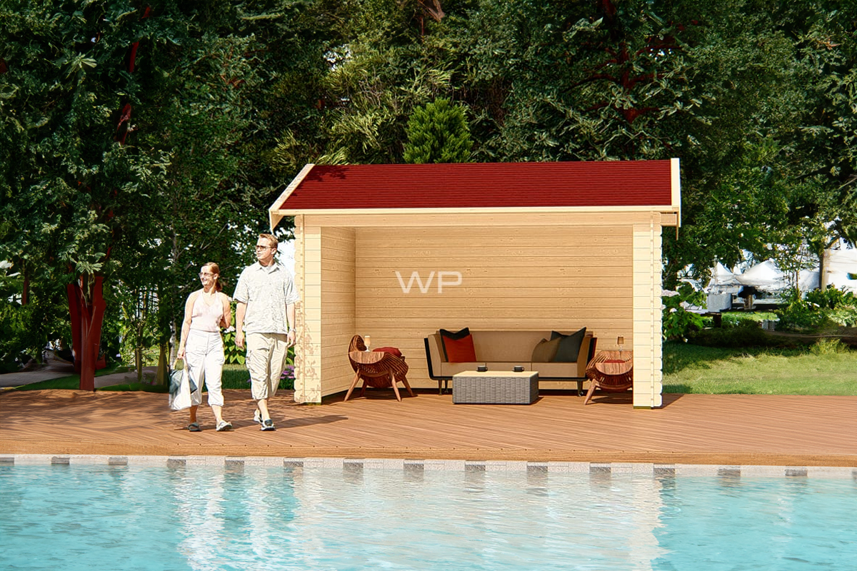 Woodpro Rheder Overkapping 400x300 cm 28 mm vuren blank- Zadeldak- Onbehandeld vurenhout- Woodpro afbeelding