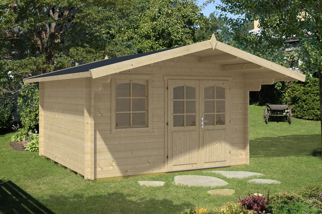 Blokhut Estepona 380x380 cm - Red class wood geïmpregneerd afbeelding