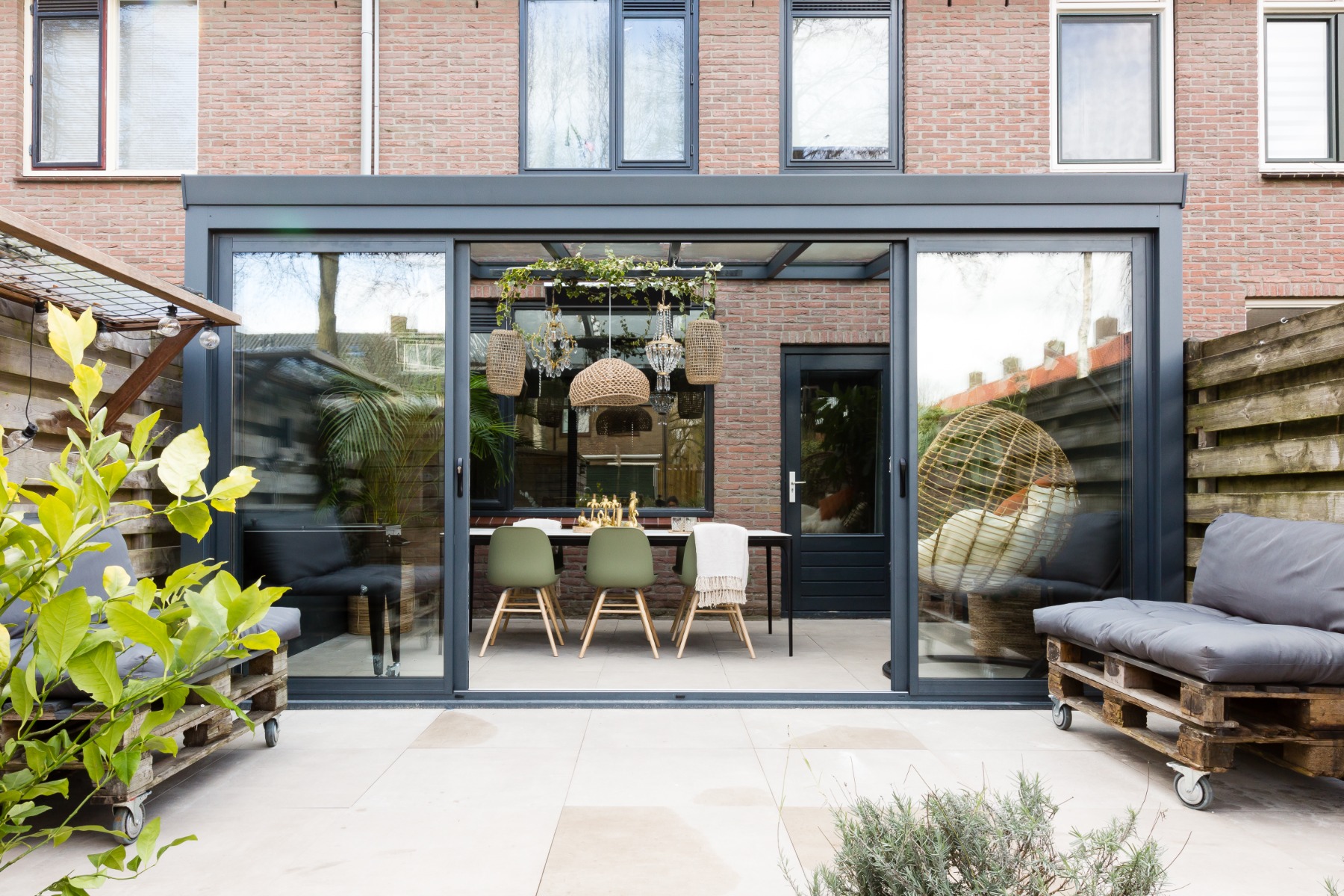 Profiline veranda 400x330 cm - antraciet - helder polycarbonaat dak - SALE02203