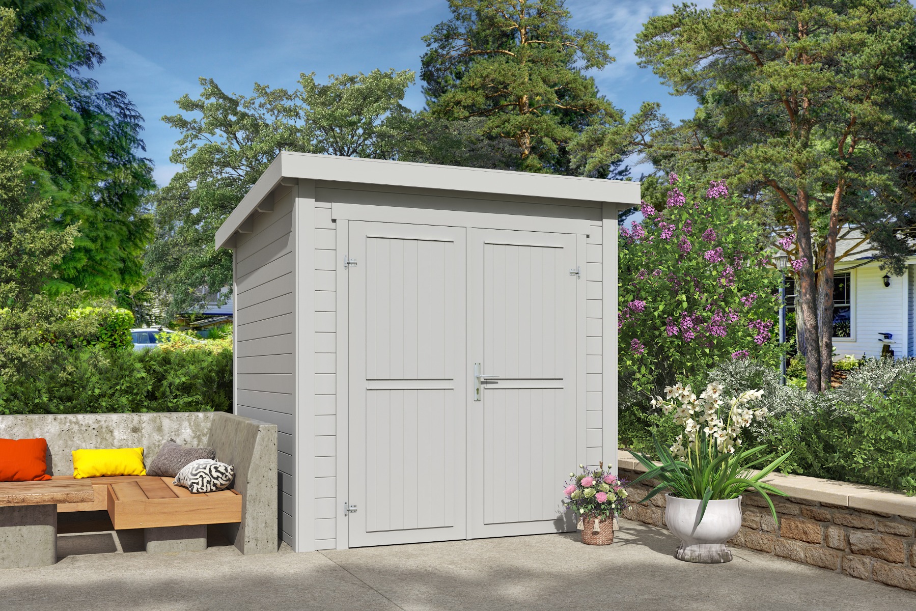 Tuinhuis Sara 200x200 cm - Platinum Grey gecoat afbeelding