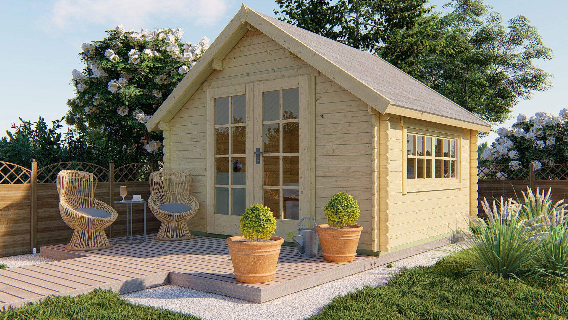 Blokhut Skov 350x300 cm - Red class wood geïmpregneerd afbeelding