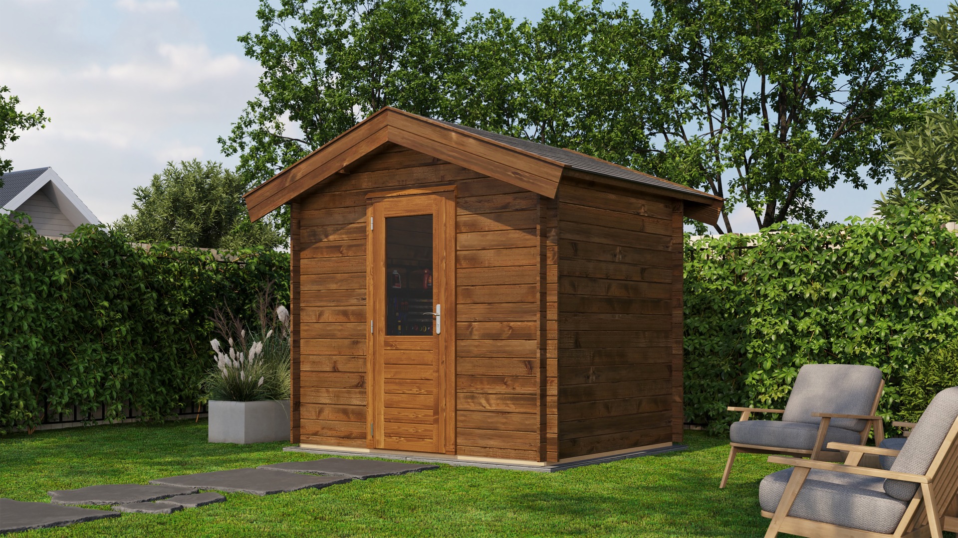 Lugarde Select Blokhut Ruurlo 250x200cm - Keteldruk Bruin afbeelding