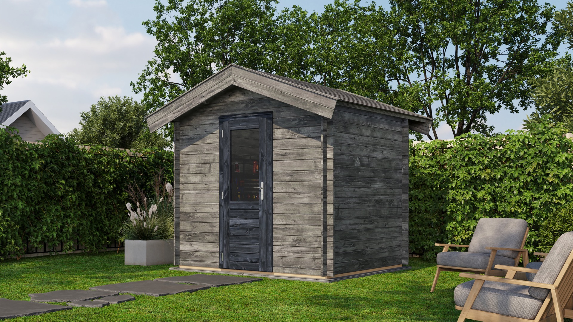 Lugarde Select Blokhut Ruurlo 250x200cm - Keteldruk Grijs afbeelding