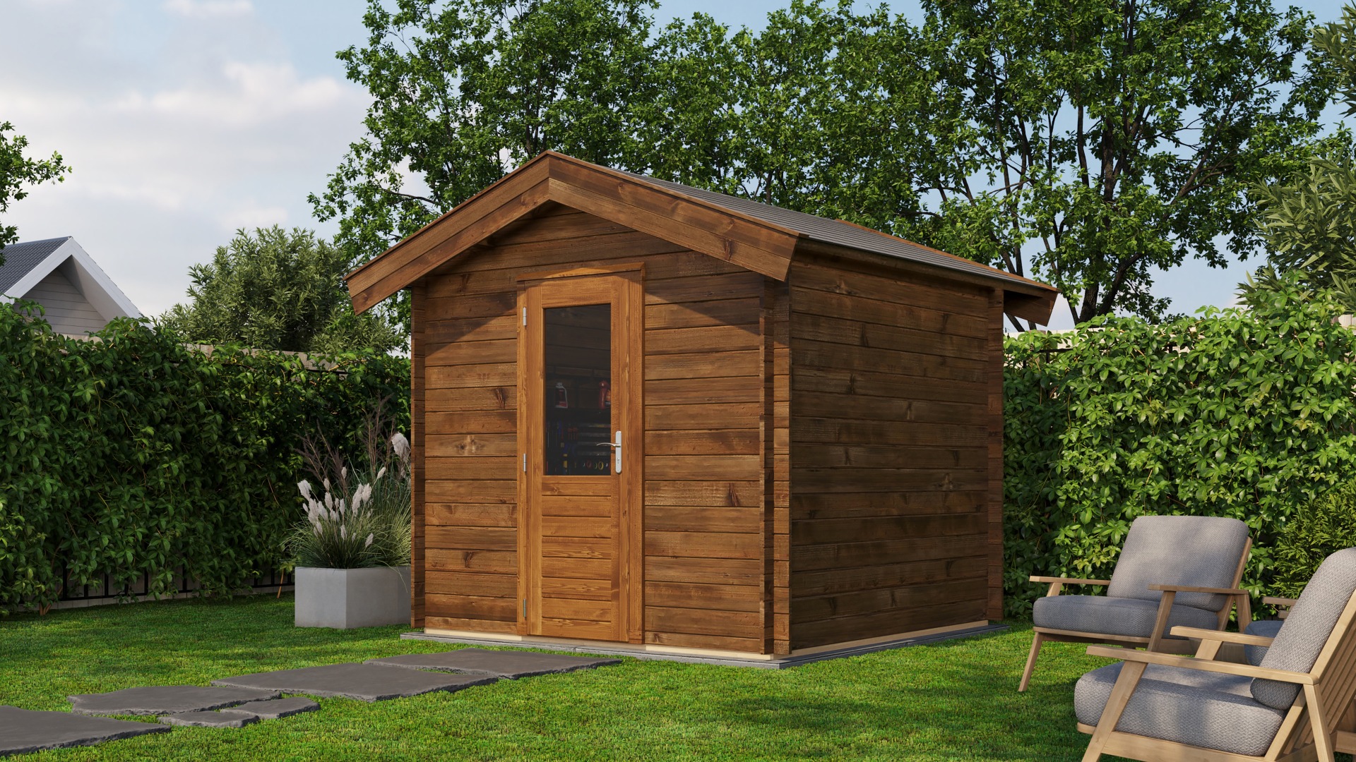 Lugarde Select Blokhut Hengelo 250x250cm - Keteldruk Bruin afbeelding