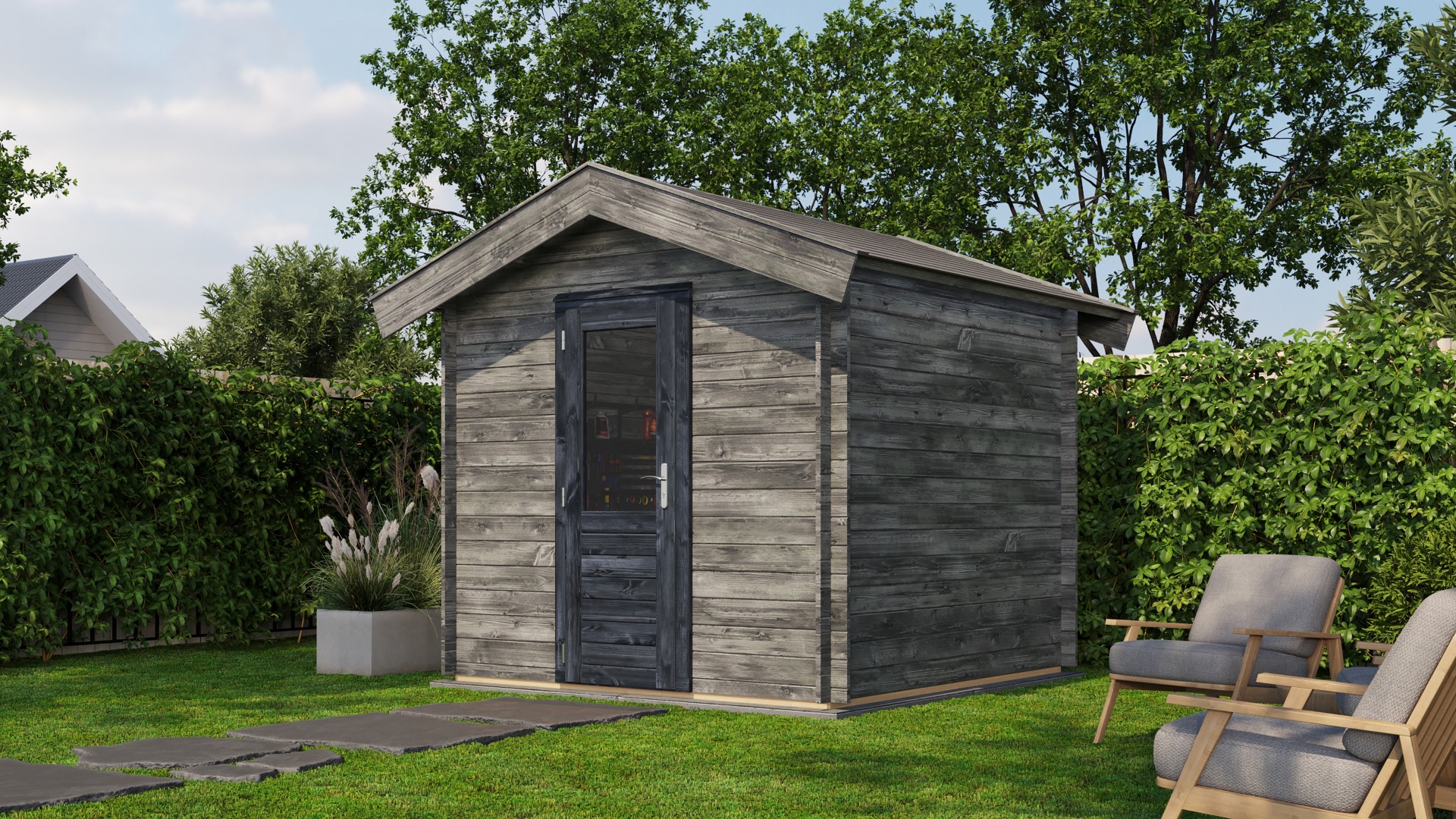 Lugarde Select Blokhut Hengelo 250x250cm - Keteldruk Grijs afbeelding
