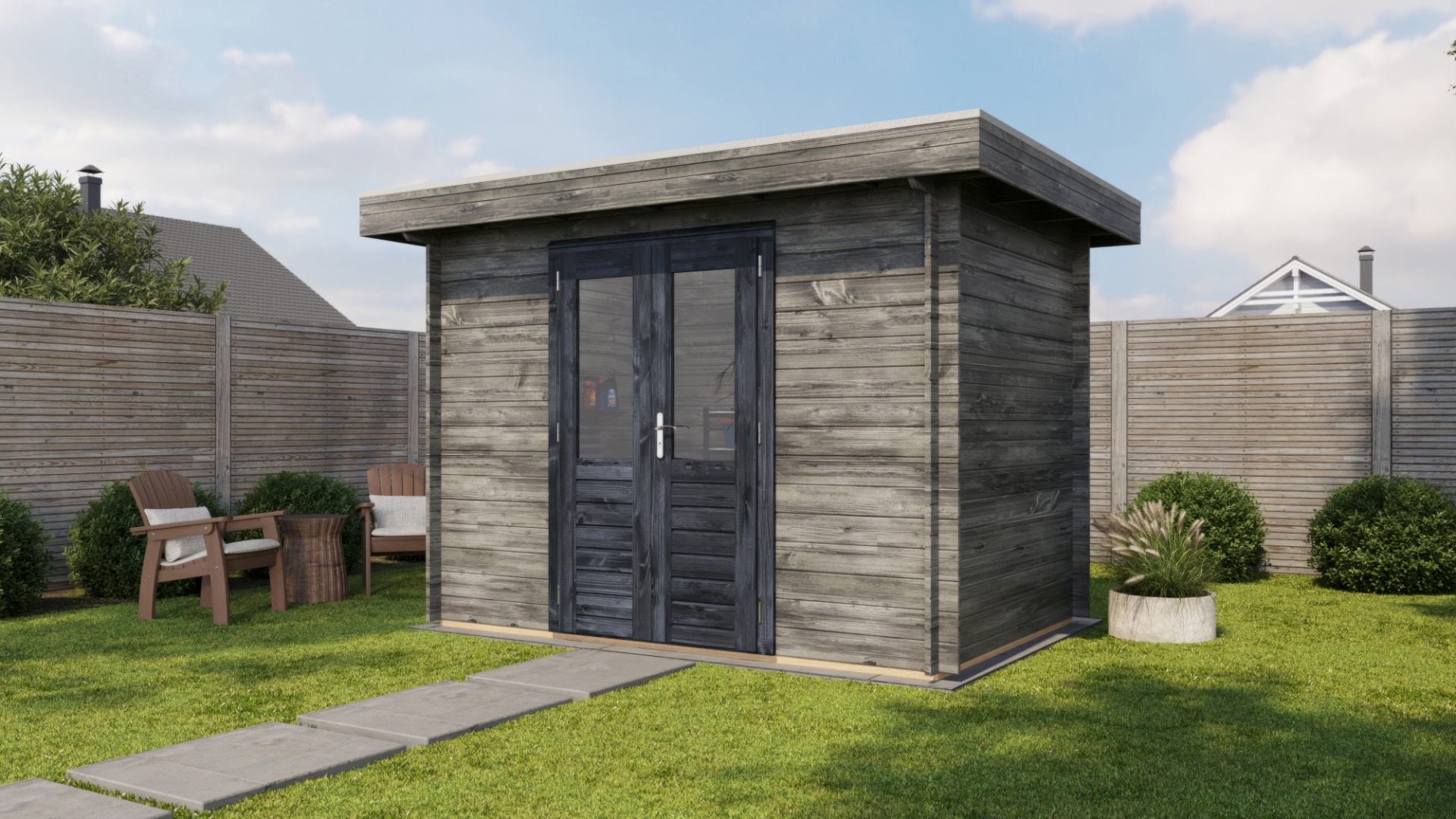 Lugarde Select Blokhut Nijmegen 300x200cm - Keteldruk Grijs afbeelding 1