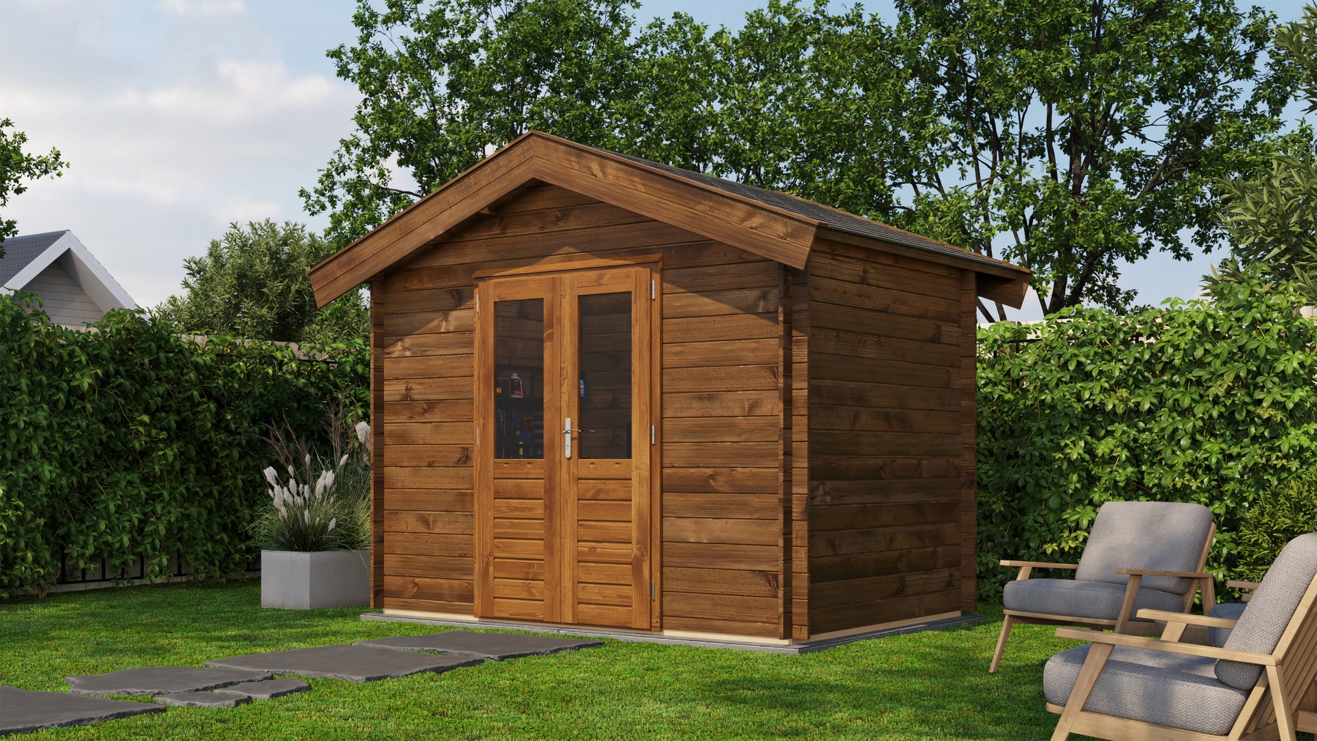 Lugarde Select Blokhut Aalten 300x200cm - Keteldruk Bruin afbeelding