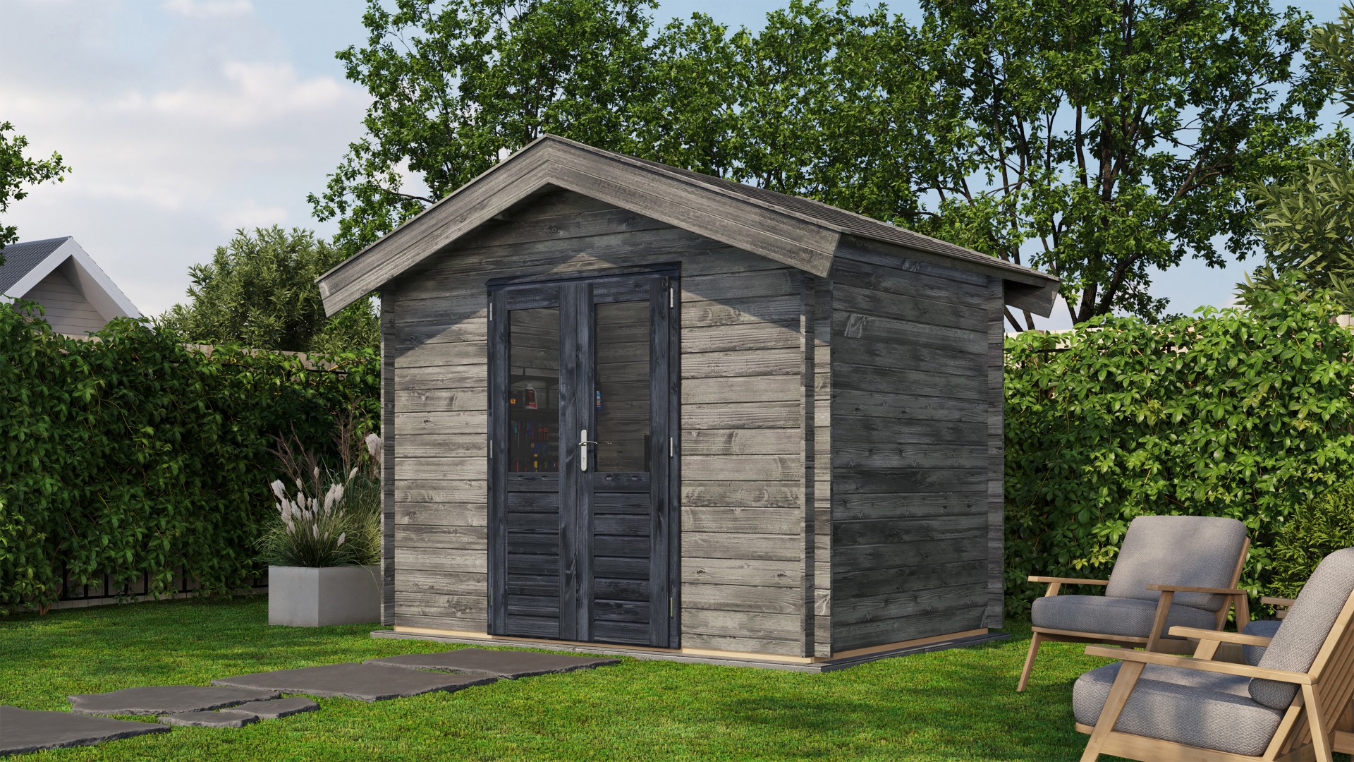 Lugarde Select Blokhut Aalten 300x200cm - Keteldruk Grijs afbeelding