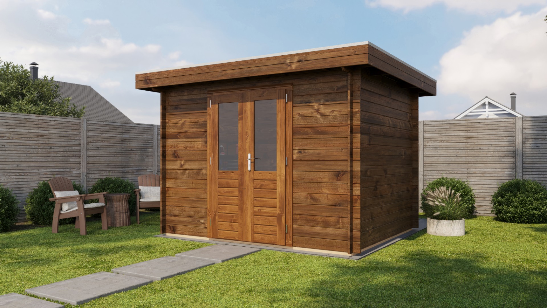 Lugarde Select Blokhut Wassenaar 300x250cm - Keteldruk Bruin afbeelding