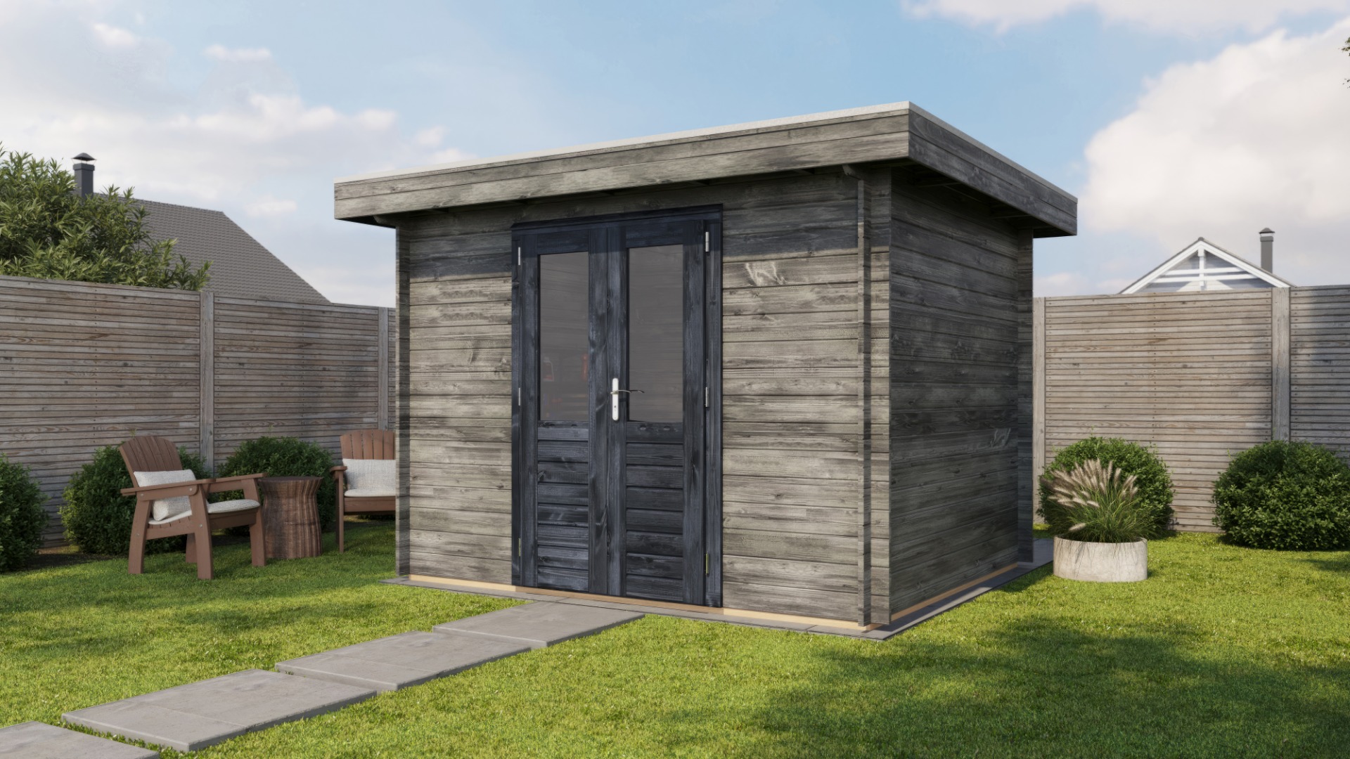 Lugarde Select Blokhut Wassenaar 300x250cm - Keteldruk Grijs afbeelding