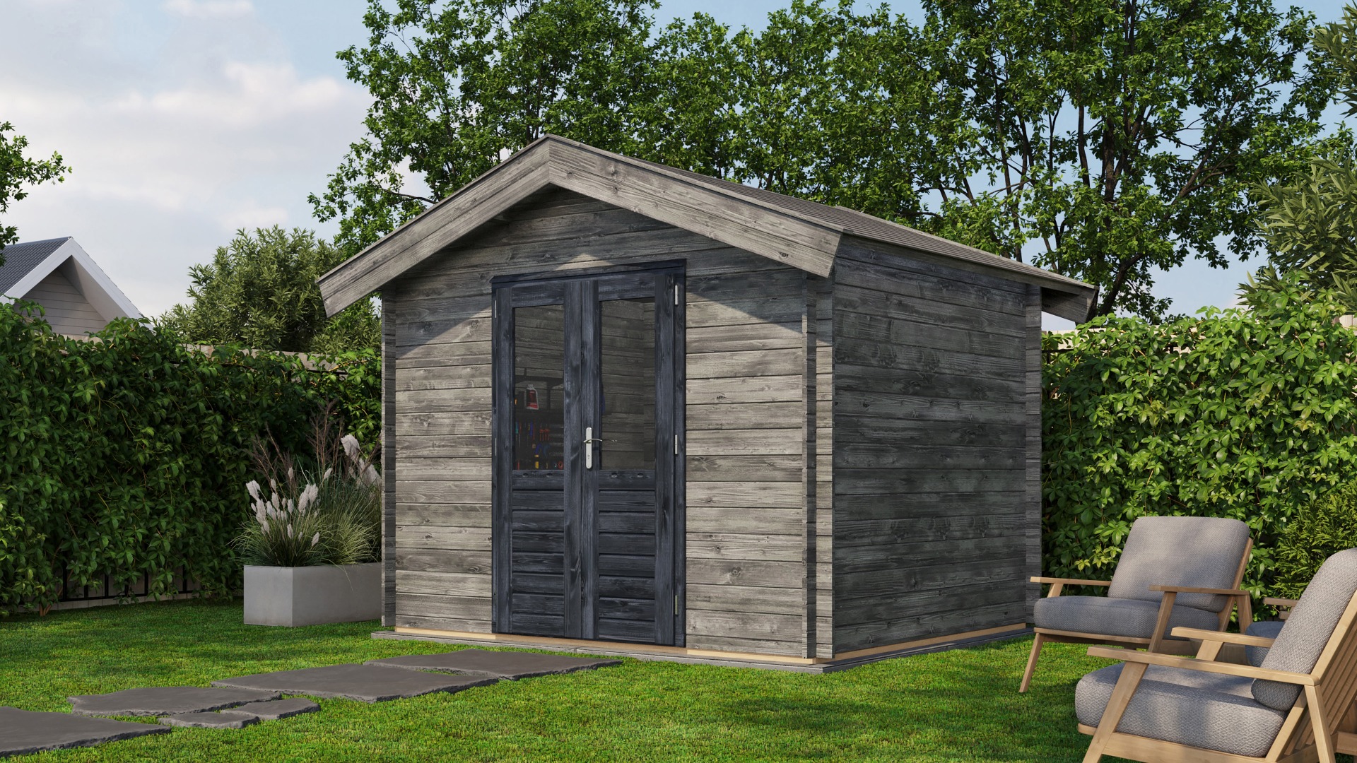 Lugarde Select Blokhut Borculo 300x250cm - Keteldruk Grijs afbeelding