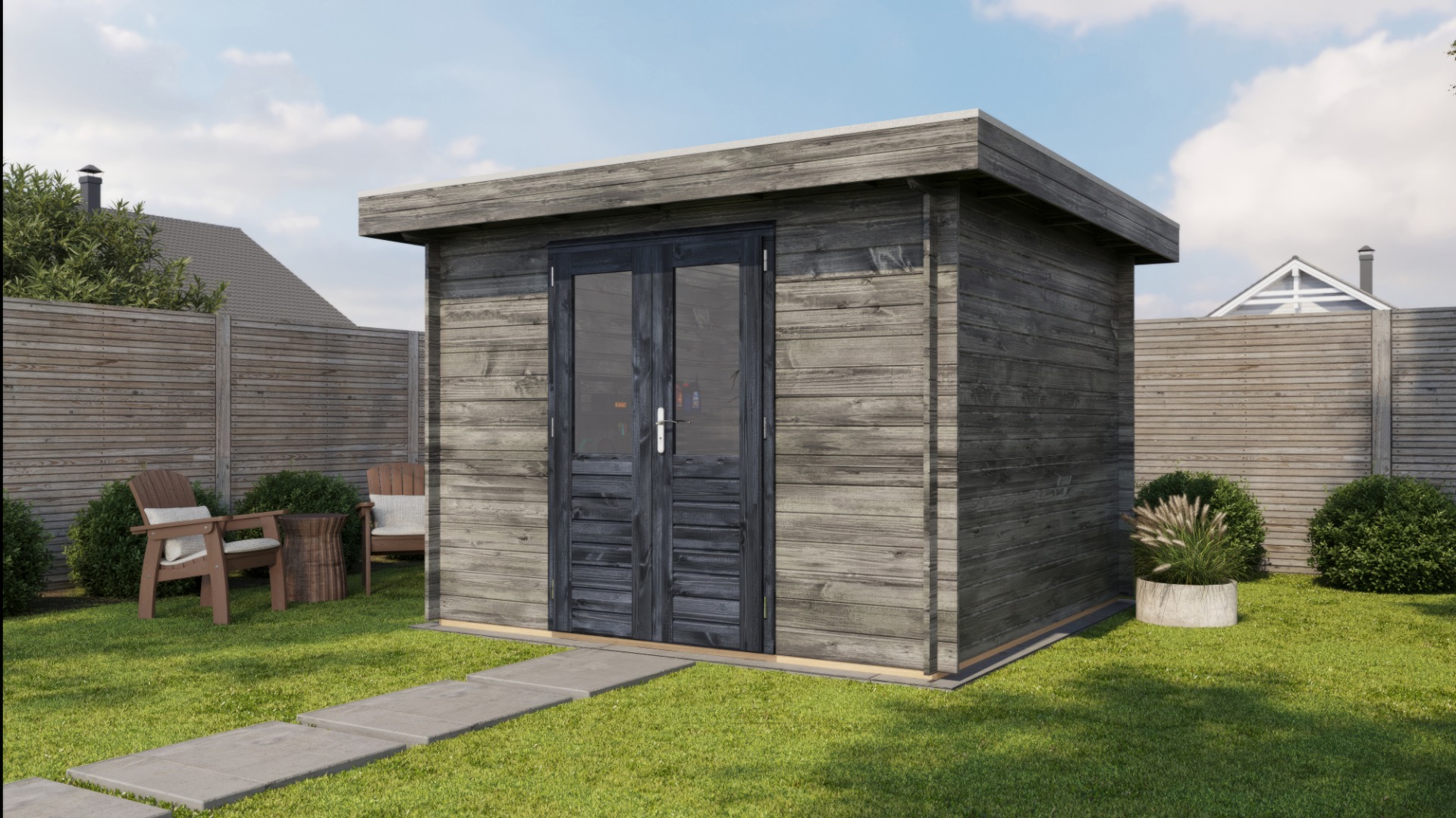 Lugarde Select Blokhut Amersfoort 300x300cm - Keteldruk Grijs afbeelding 1
