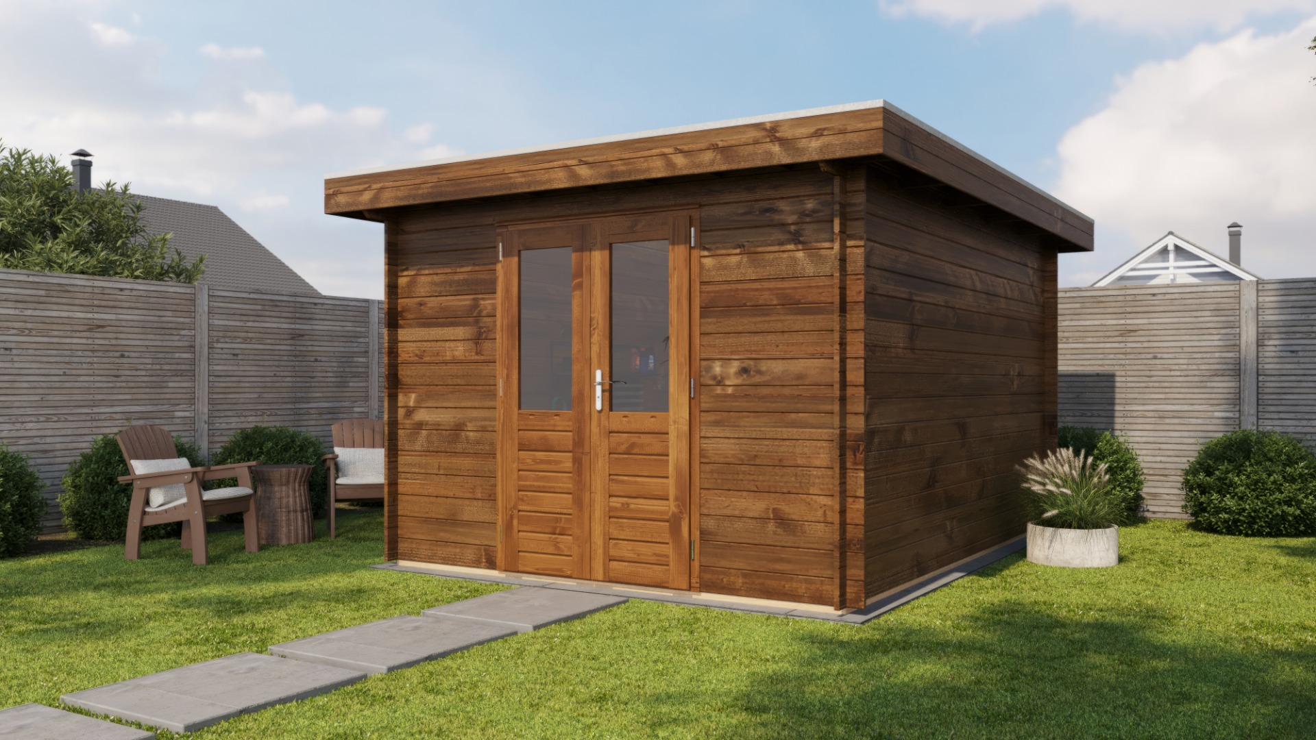 Lugarde Select Blokhut Barneveld 300x400cm - Keteldruk Bruin afbeelding