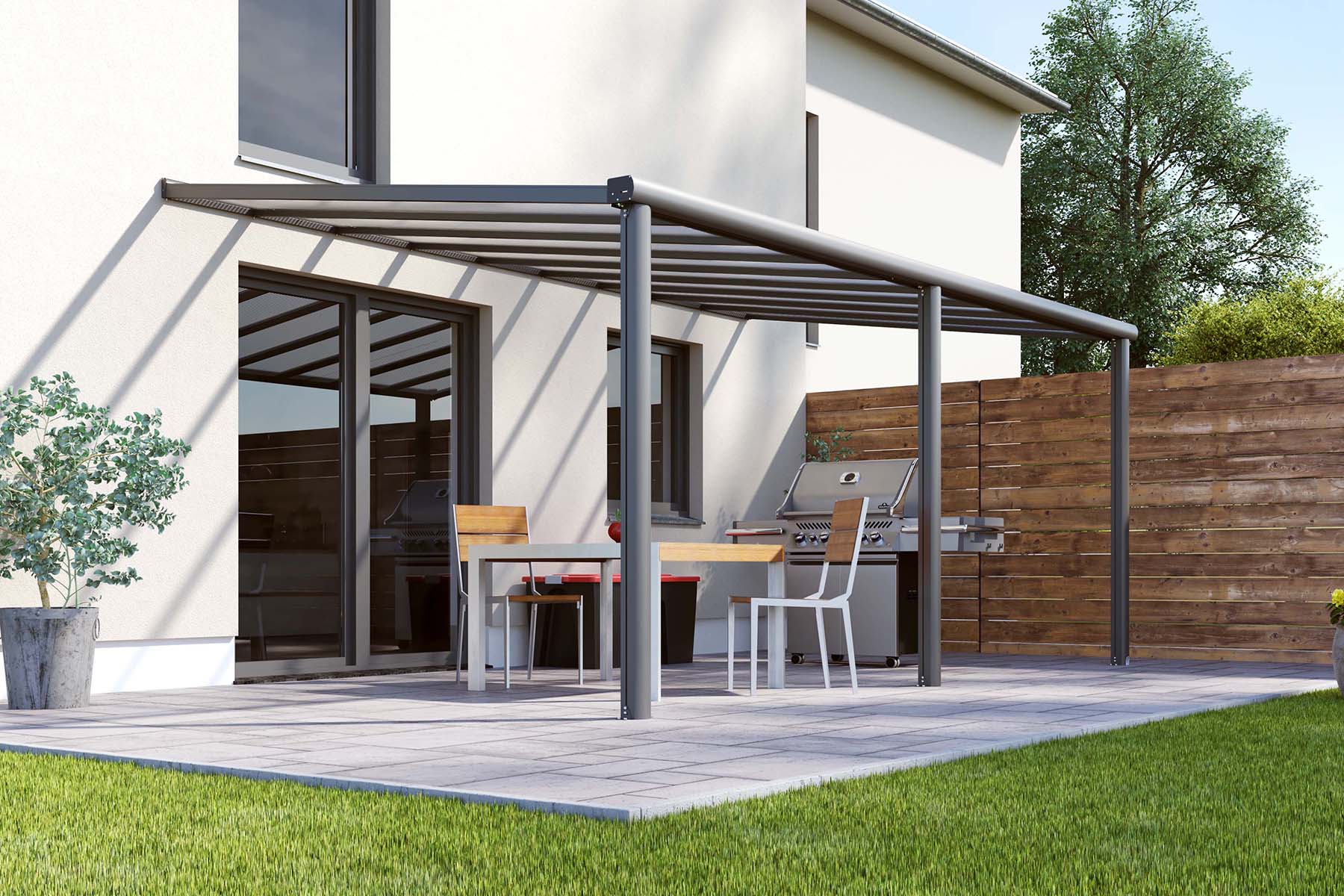Veranda Smartline 544x250 cm - Antraciet structuur - Bouwpakket afbeelding
