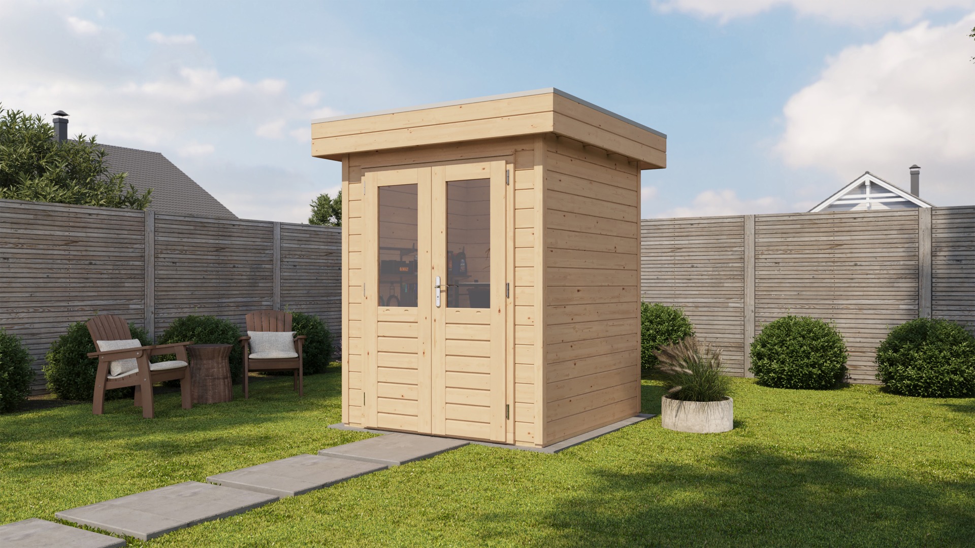 Van Kooten Tuin en Buitenleven Lugarde Select Prima Alkmaar tuinhuis 180x180 cm 28 mm vuren blank- - - Lugarde Select