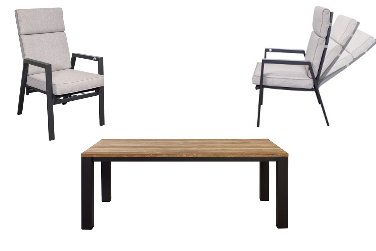 Tuinset Aurum - Tafel met 6 verstelbare stoelen afbeelding