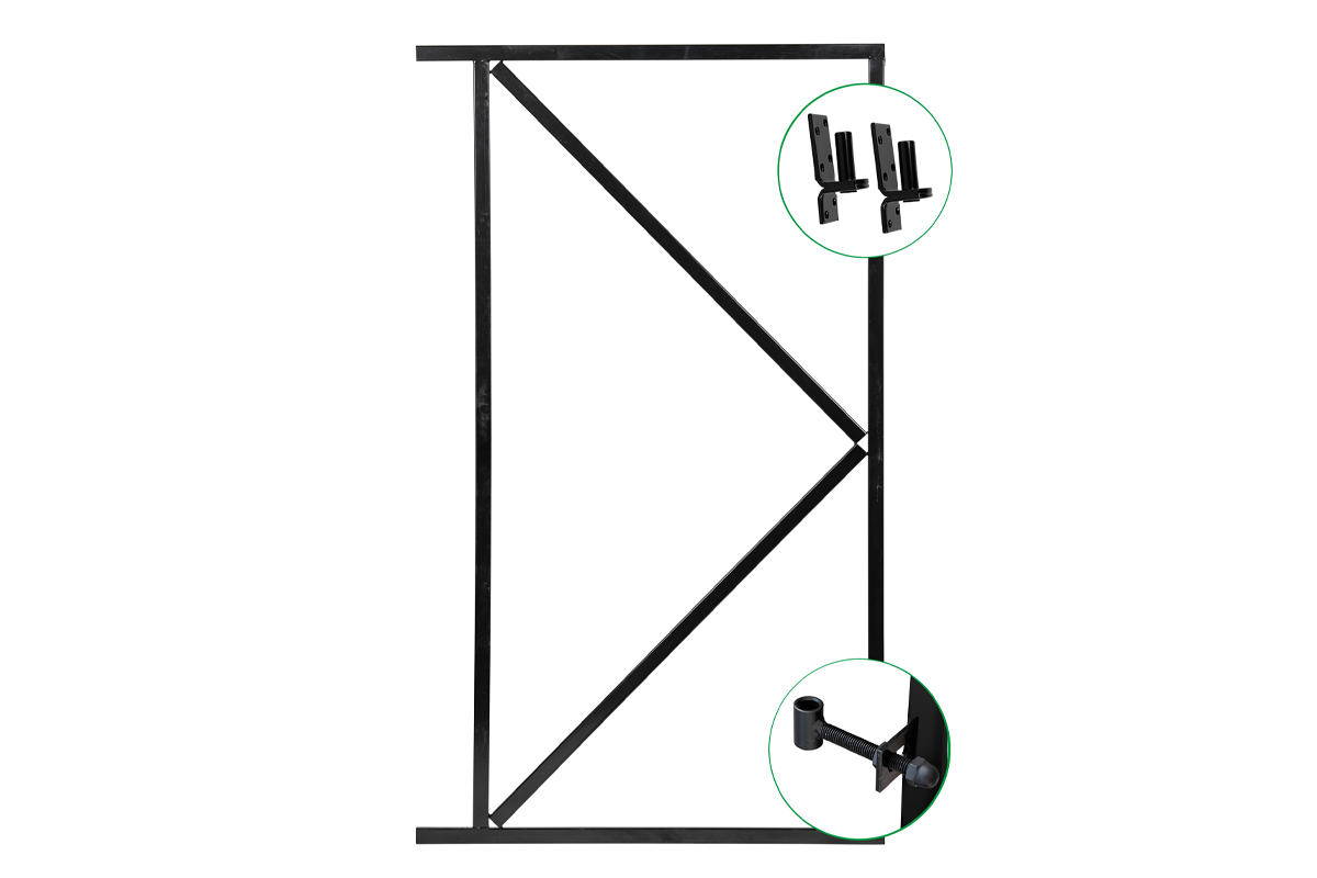 Stalen deurframe gegalvaniseerd en zwart gespoten H155 x B90 cm incl. luxe inbouwslotset zwart
