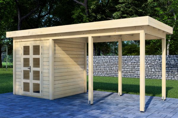 Prime Line blokhut 250x250 cm + luifel 400 cm - Van Kooten afbeelding