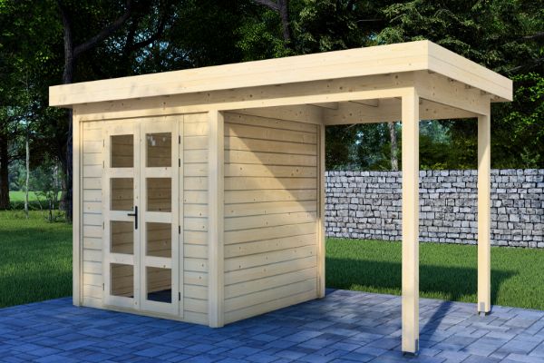 Prime Line blokhut 250x250 cm + luifel 250 cm - Van Kooten afbeelding