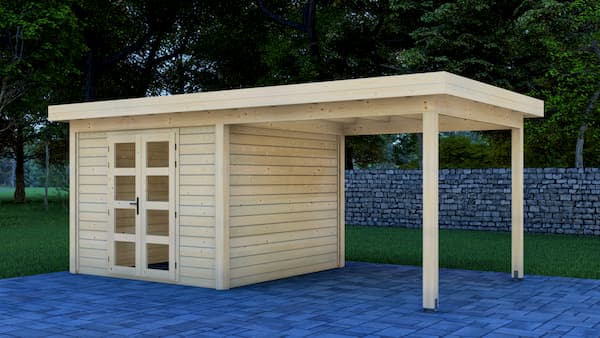 Prime Line blokhut 300x300 cm + luifel 300 cm - Van Kooten afbeelding