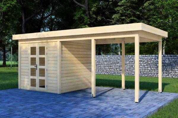 Prime Line blokhut 300x300 cm + luifel 400 cm - Van Kooten afbeelding