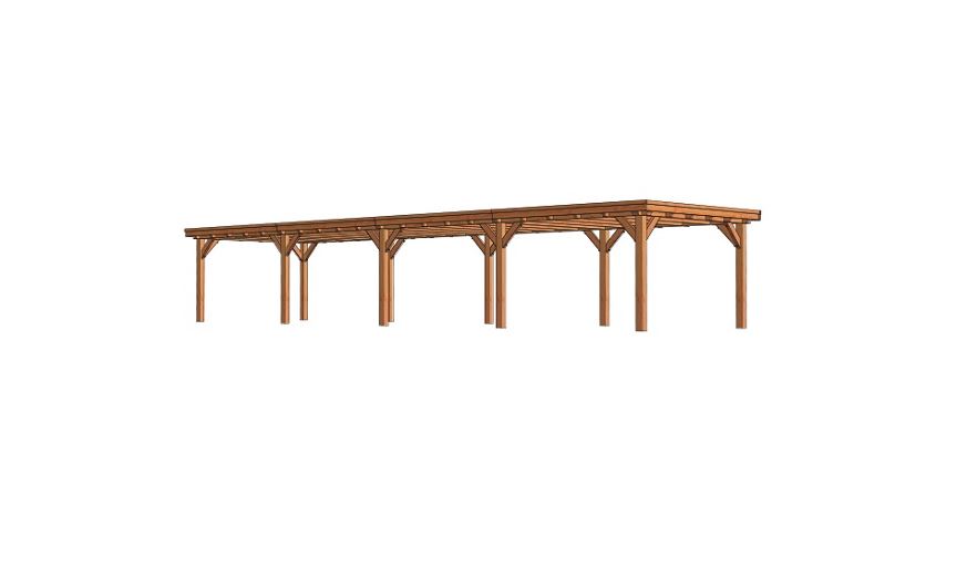 Overkapping Siena 1470x415 cm - Combinatie 1- Plat dak- Onbehandeld lariks Douglas hout- Trendhout