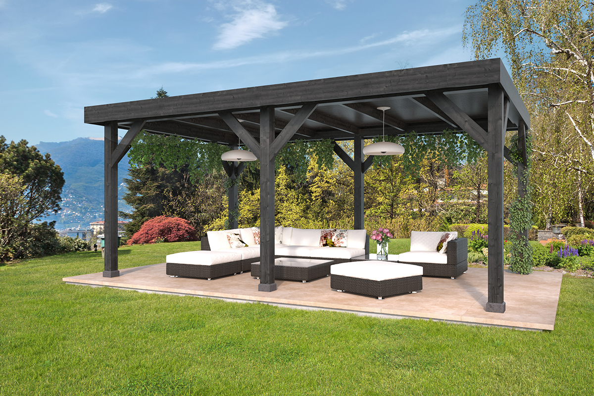 Overkapping Rijssen - Zwart 600x400cm incl. schroefpakket - Bouwpakket afbeelding
