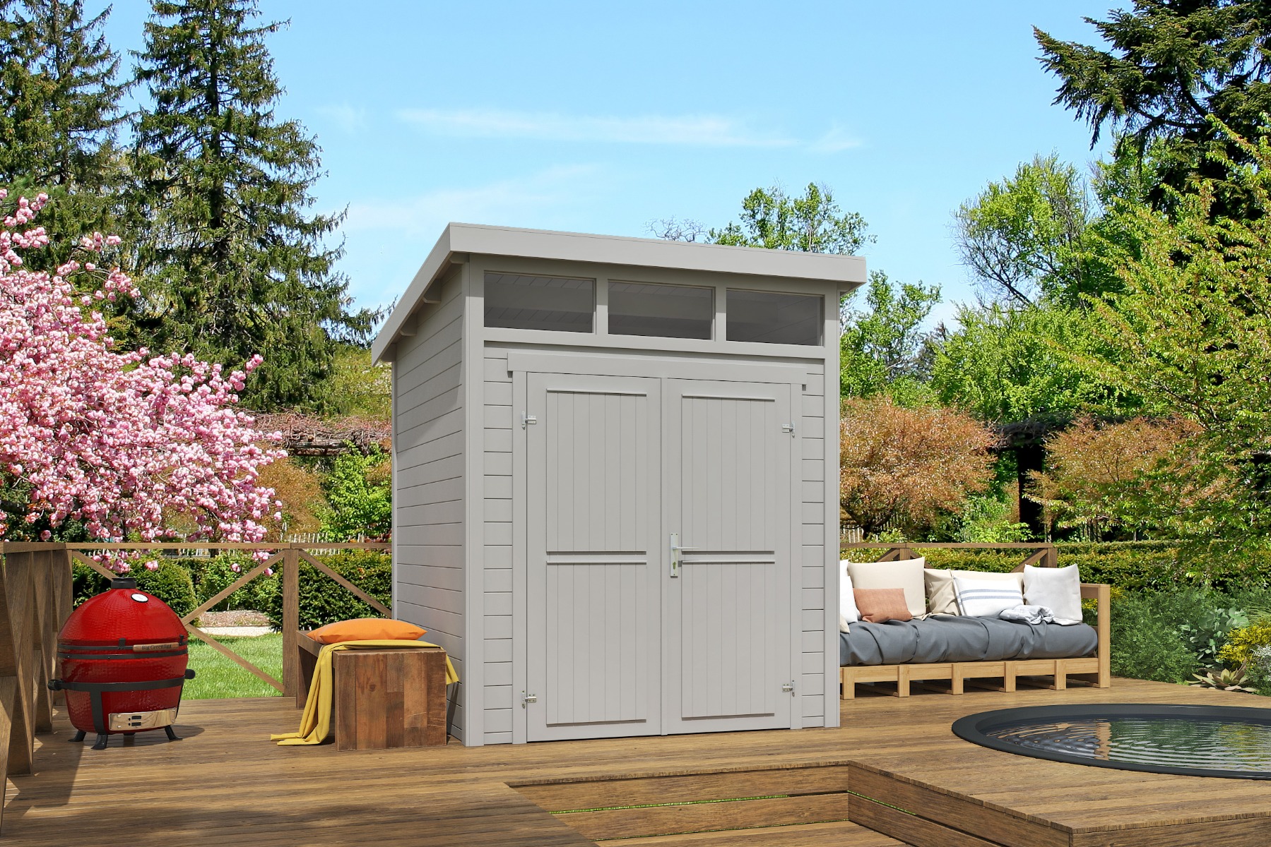 Tuinhuis Kibo 1 200x200 cm - Platinum Grey gecoat afbeelding