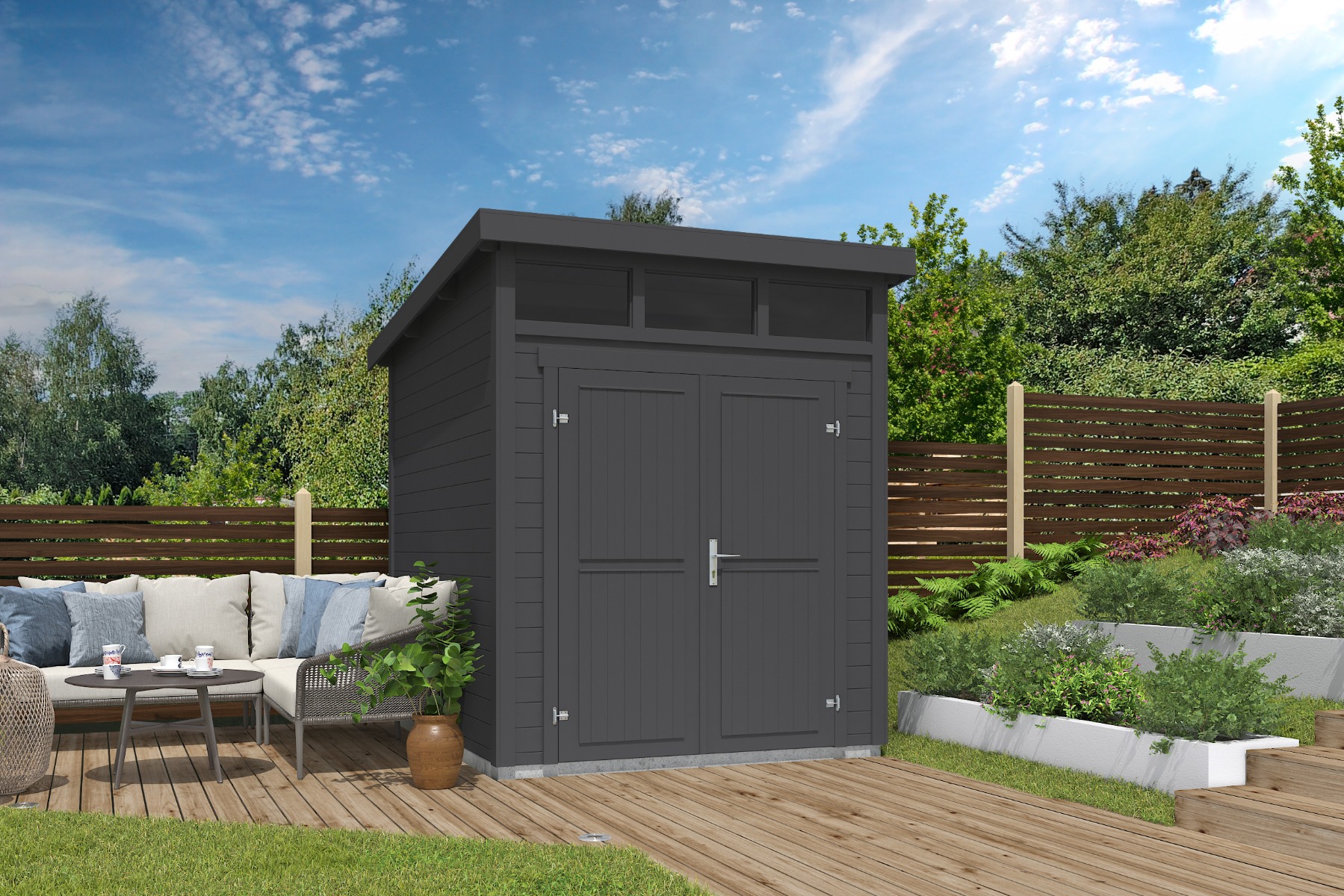 Tuinhuis Kibo 2 200x250 cm - Carbon Grey gecoat afbeelding