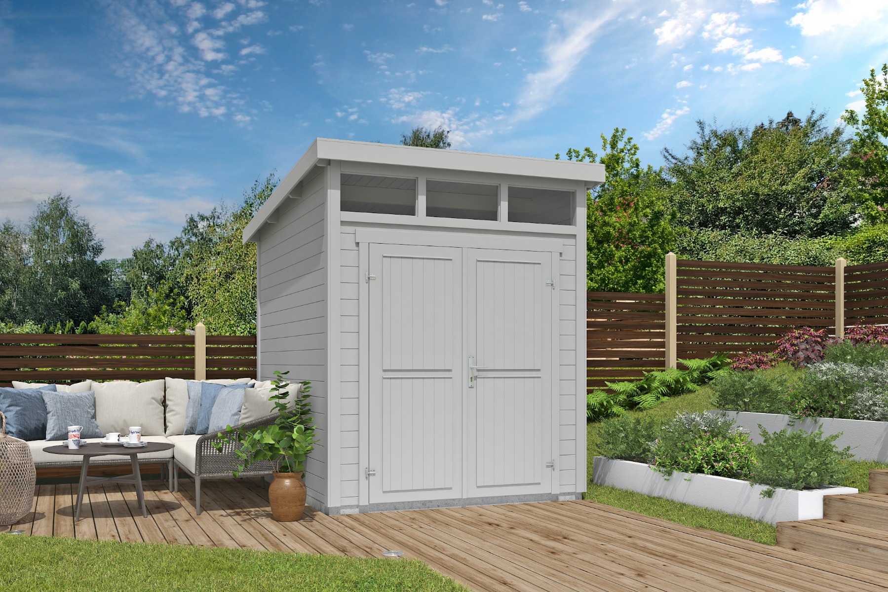 Tuinhuis Kibo 2 200x250 cm - Platinum Grey gecoat afbeelding