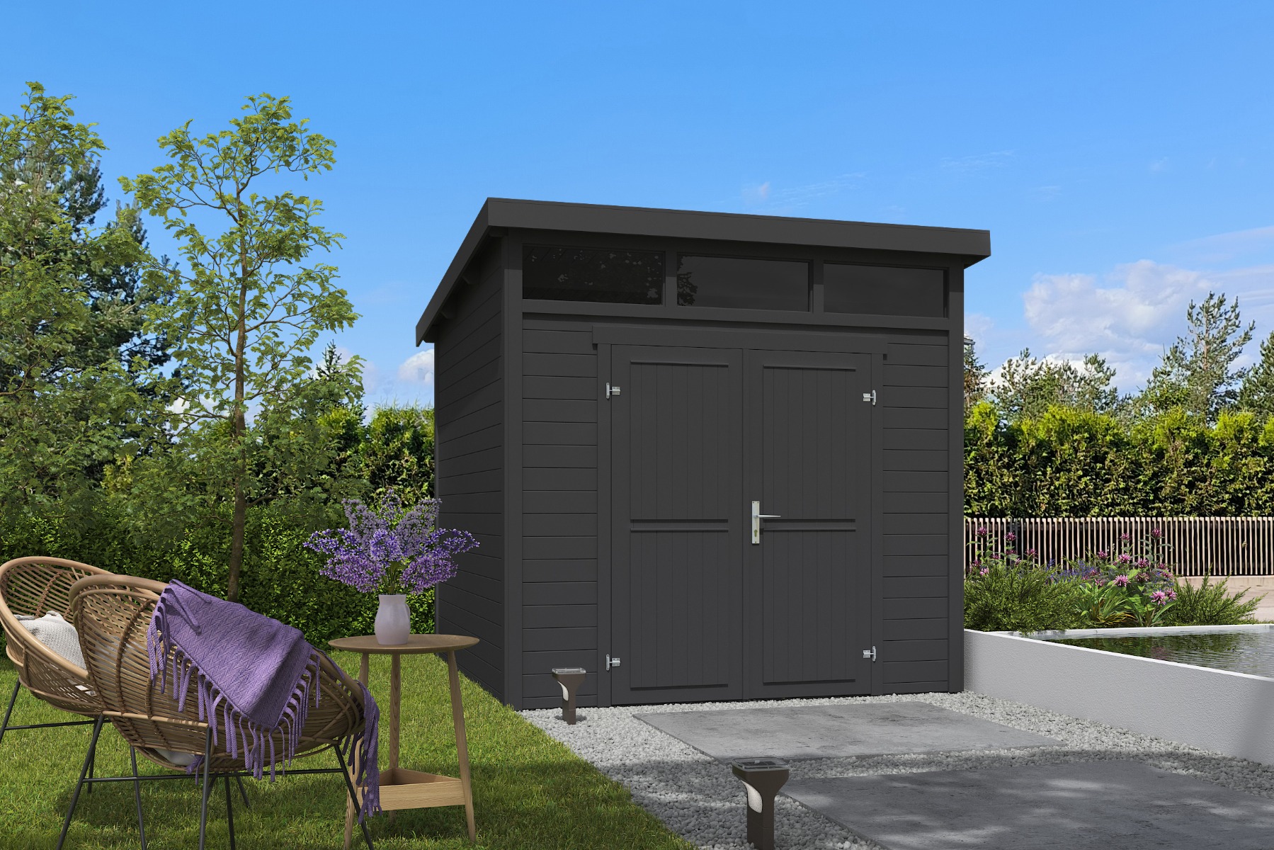 Tuinhuis Kibo 3 250x250 cm - Carbon Grey gecoat afbeelding