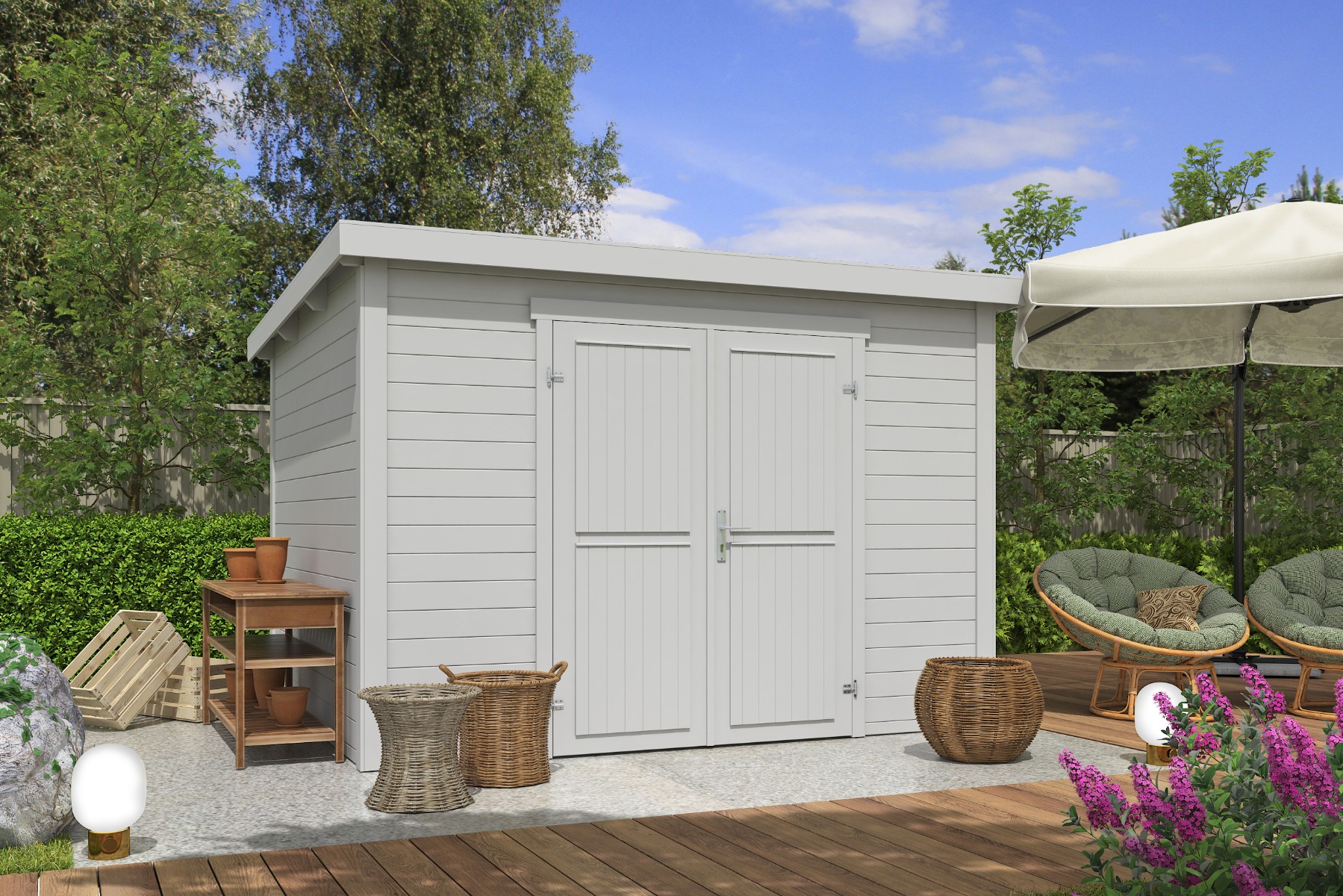 Tuinhuis Lotta 300x250 cm - Platinum Grey gecoat afbeelding