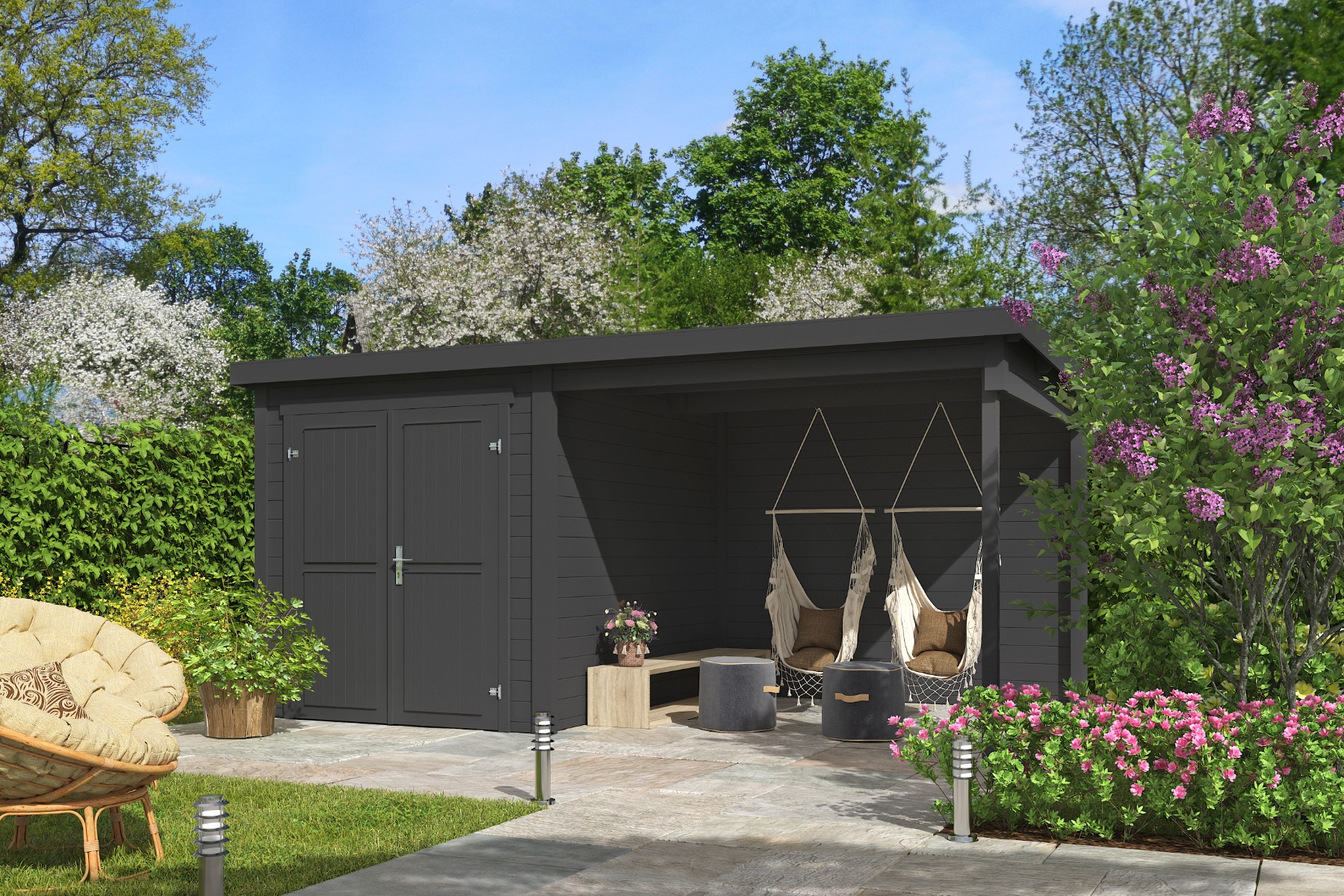 Tuinhuis Finn 450x250 cm - Carbon Grey gecoat afbeelding