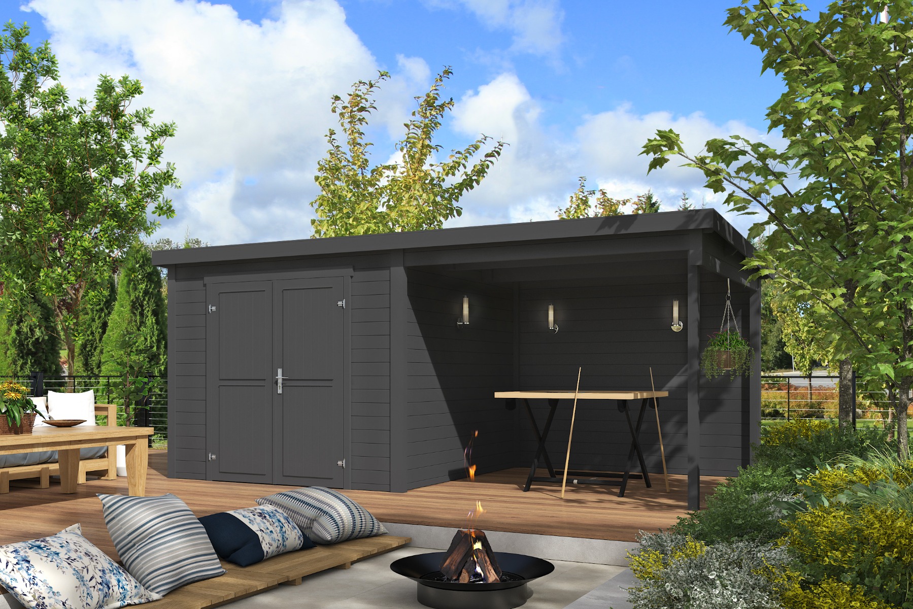Tuinhuis Lars 500x250 cm - Carbon Grey gecoat afbeelding