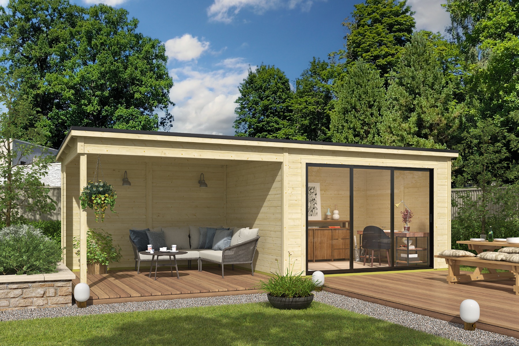 Tuinhuis Pernilla 385x295 cm + 350 cm aanbouw afbeelding