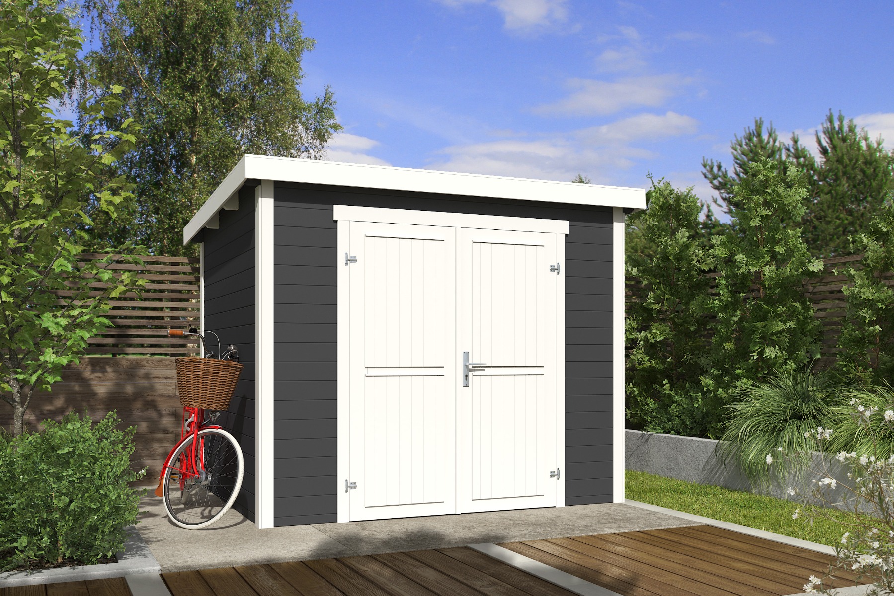 Tuinhuis Mila 250x200 cm - Carbon Grey-Wit gecoat afbeelding