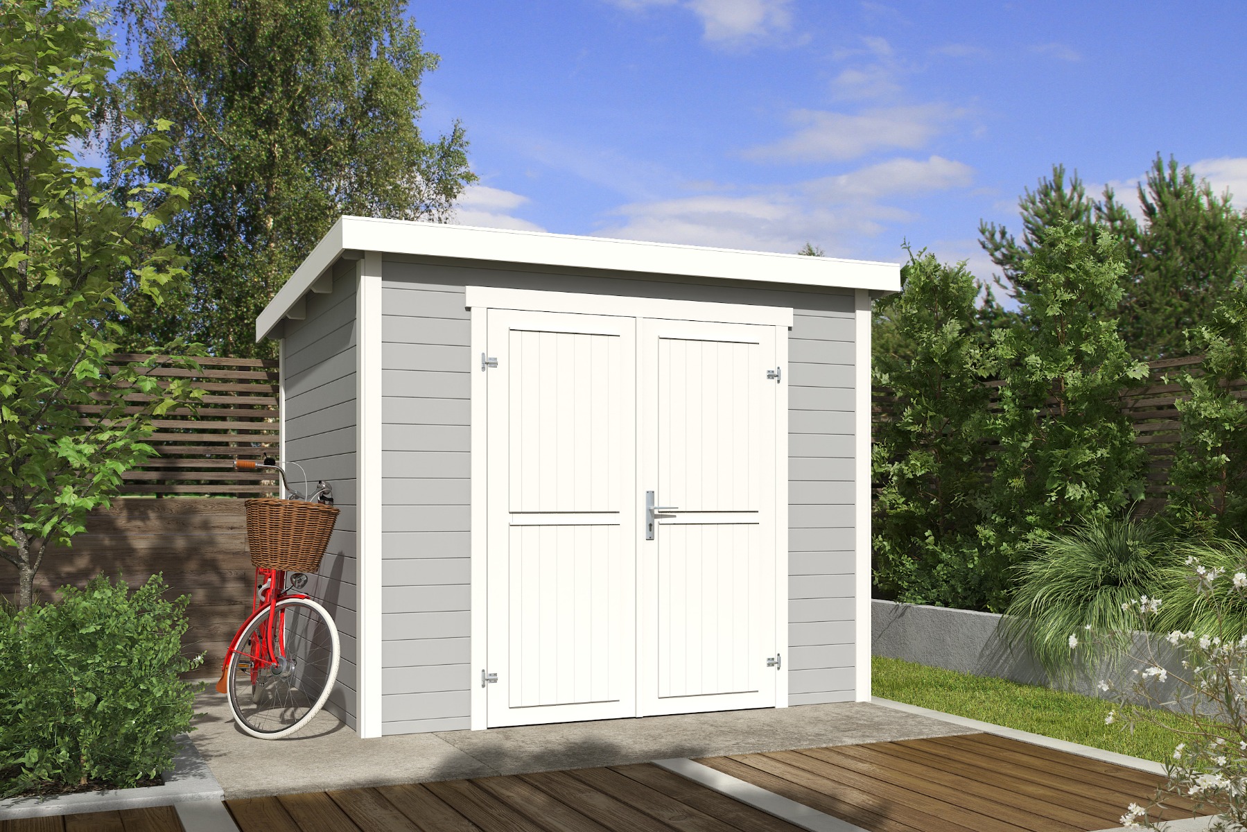 Tuinhuis Mila 250x200 cm - Platinum Grey-Wit gecoat afbeelding