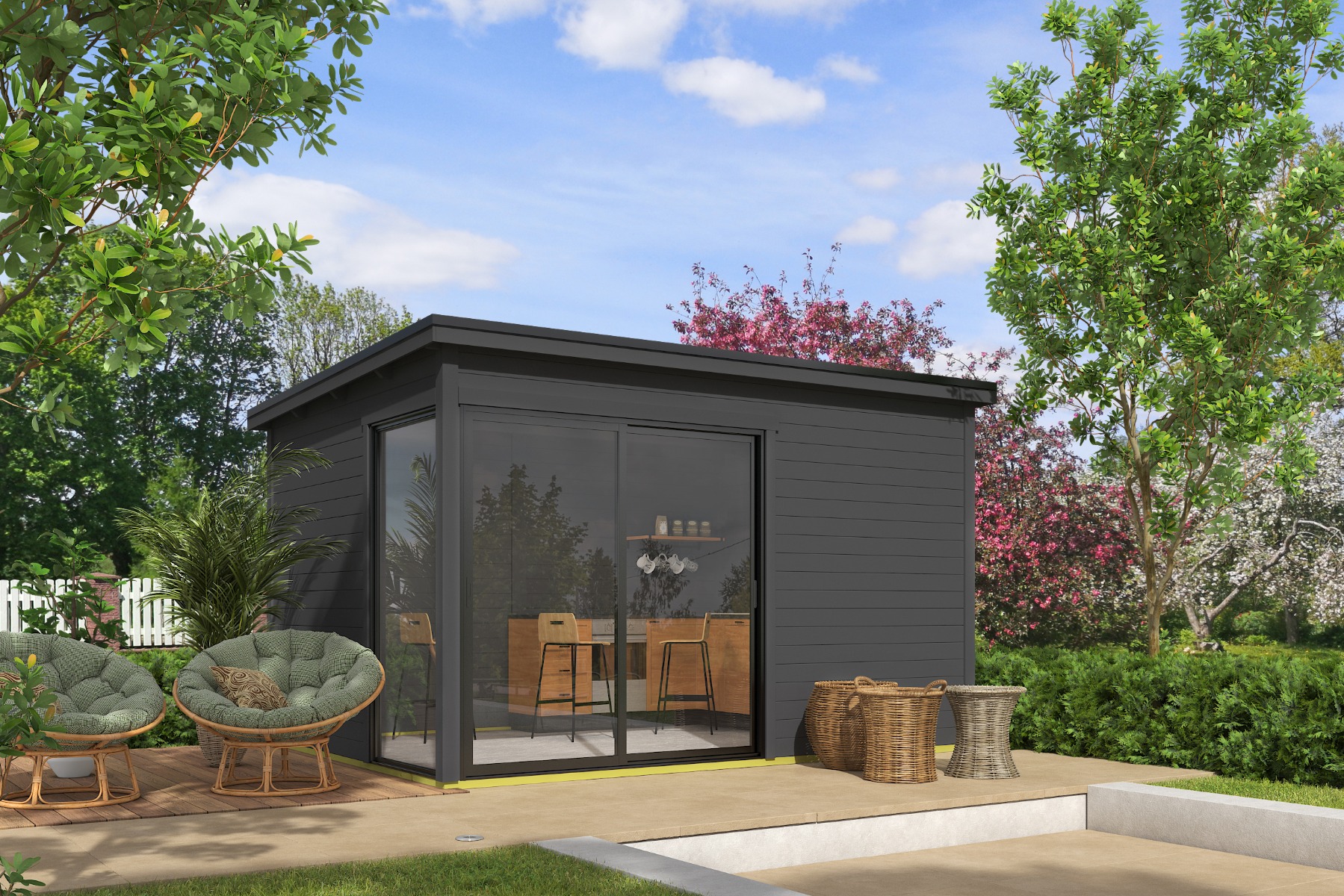 Tuinhuis Olivia 385x295 cm - Carbon Grey gecoat afbeelding