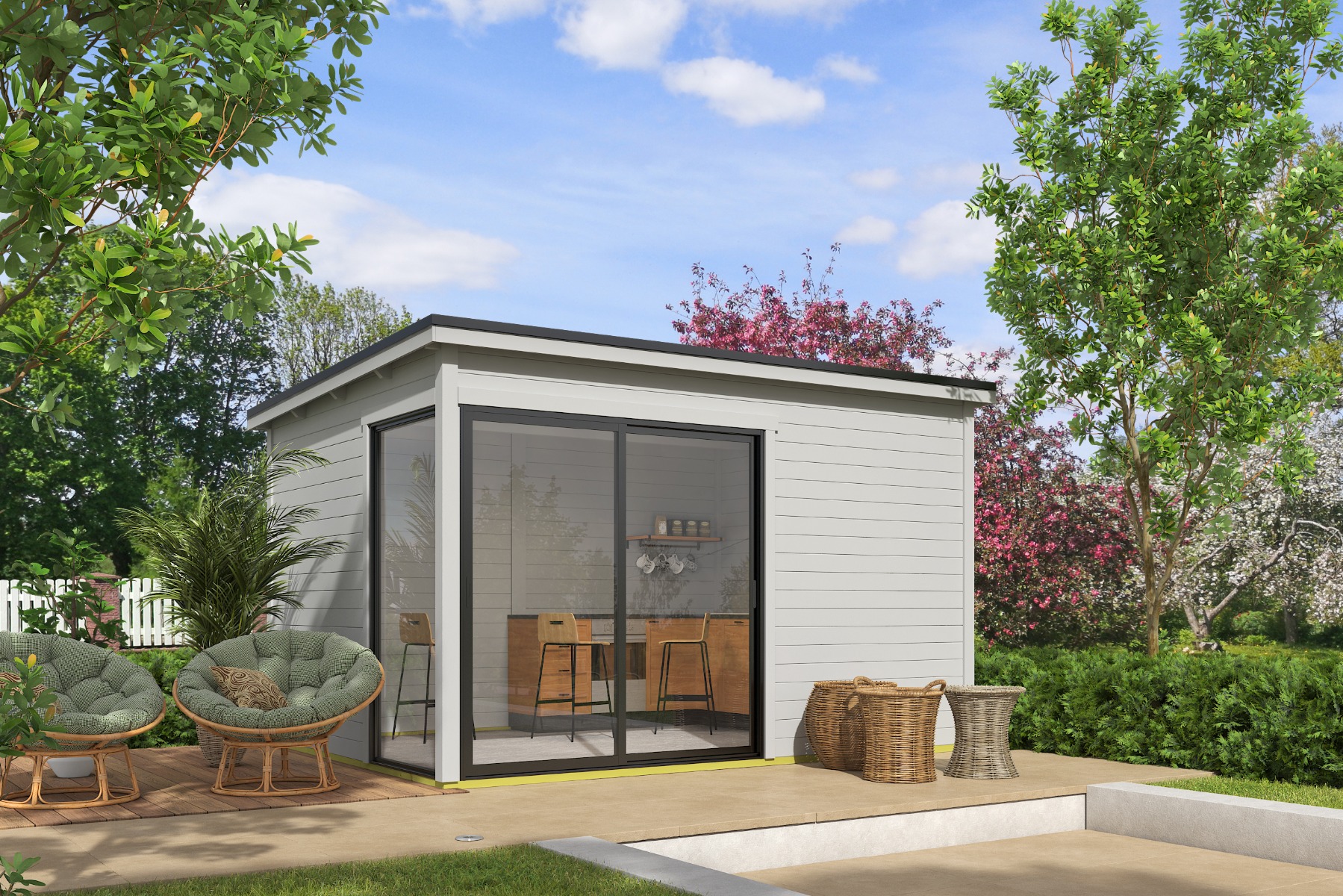 Tuinhuis Olivia 385x295 cm - Platinum Grey gecoat afbeelding