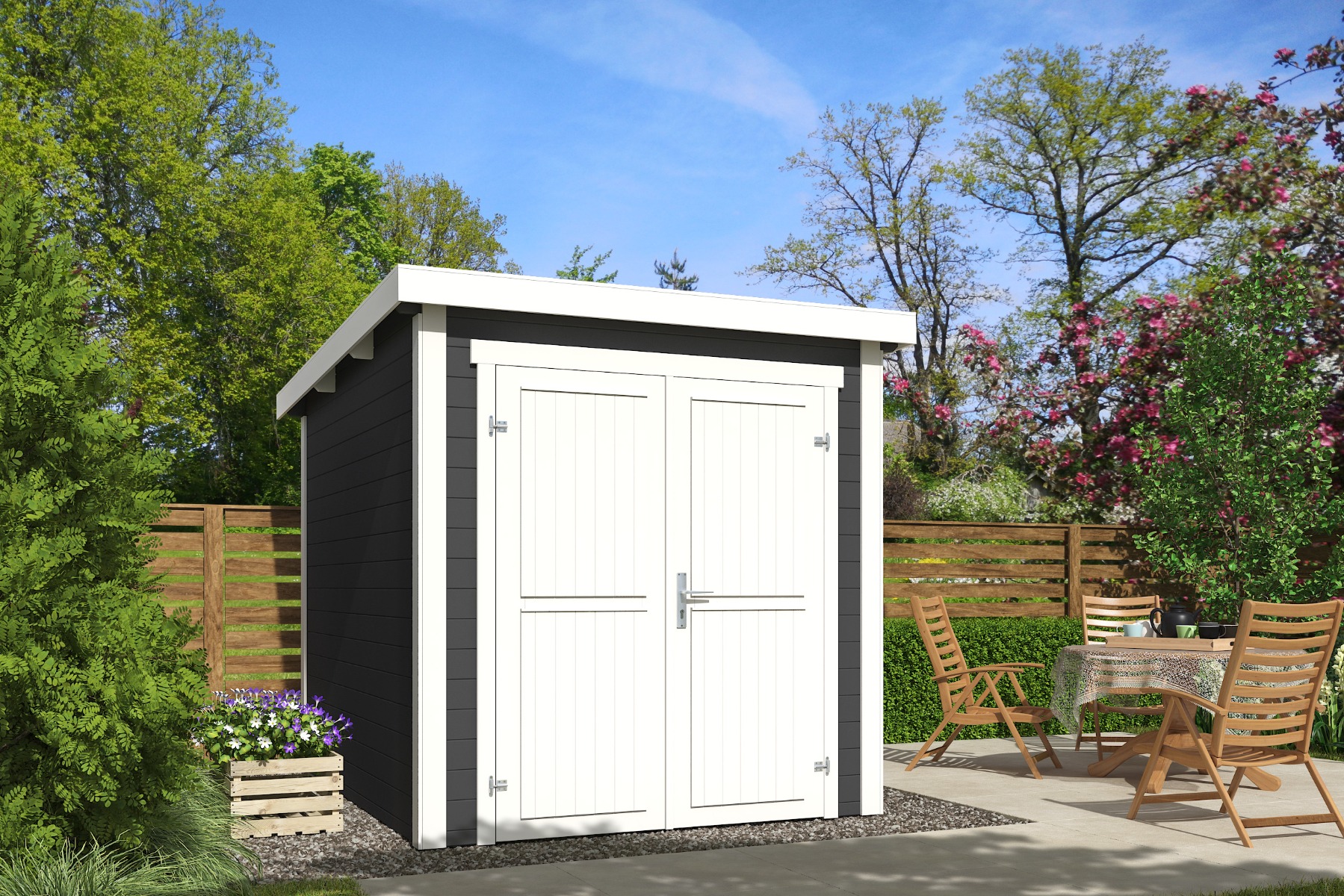 Tuinhuis Sara 200x250 cm - Carbon Grey-Wit gecoat afbeelding